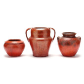 THREE CHROME RED GLAZED VESSEL