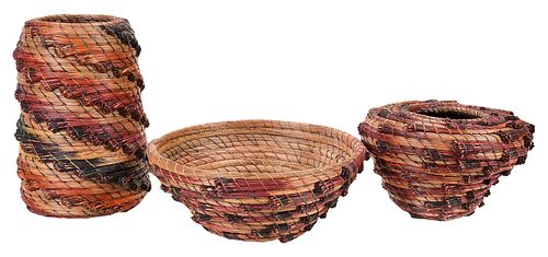 THREE CLAY BURNETTE PINE NEEDLE
