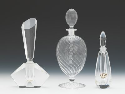 Three Clear Glass Perfume Bottles