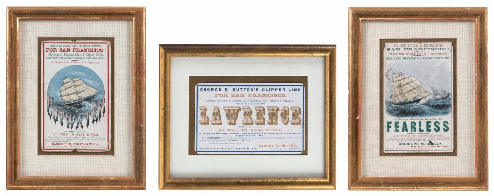 THREE CLIPPER SHIP CARDS PERTAINING