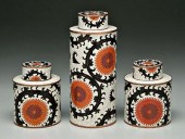 Three cloisonné tea caddies: O