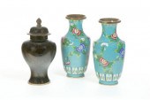 THREE CLOISONNE VASES.  China