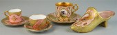 THREE COALPORT 'JEWELED' PINK
