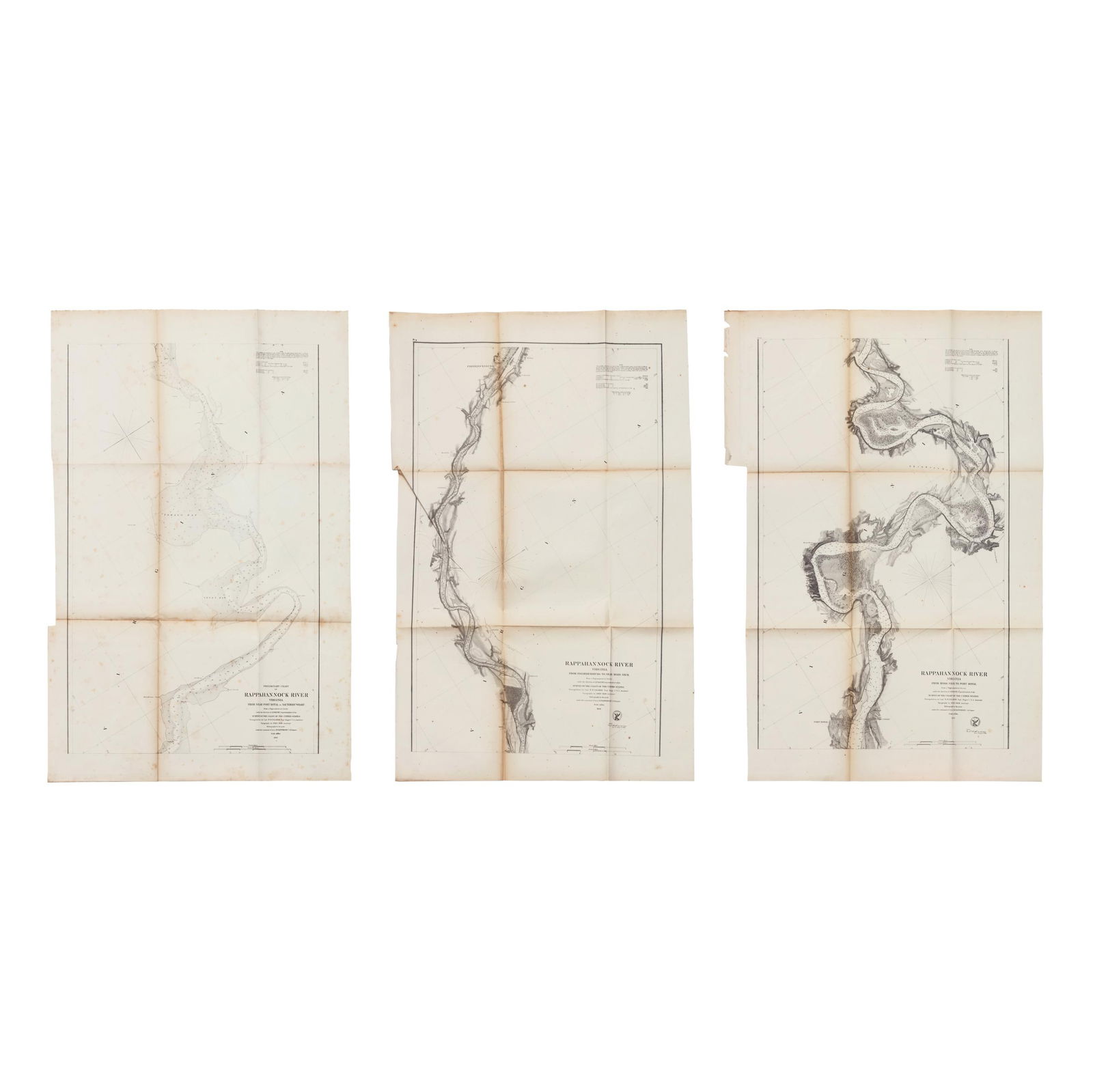 THREE COASTAL SURVEY CHARTS OF