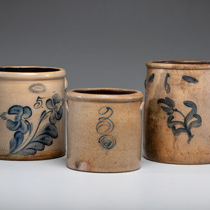 Three Cobalt Decorated Stoneware