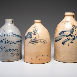 Three Cobalt Decorated Stoneware