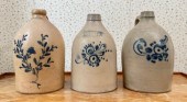 Three cobalt decorated stonewa
