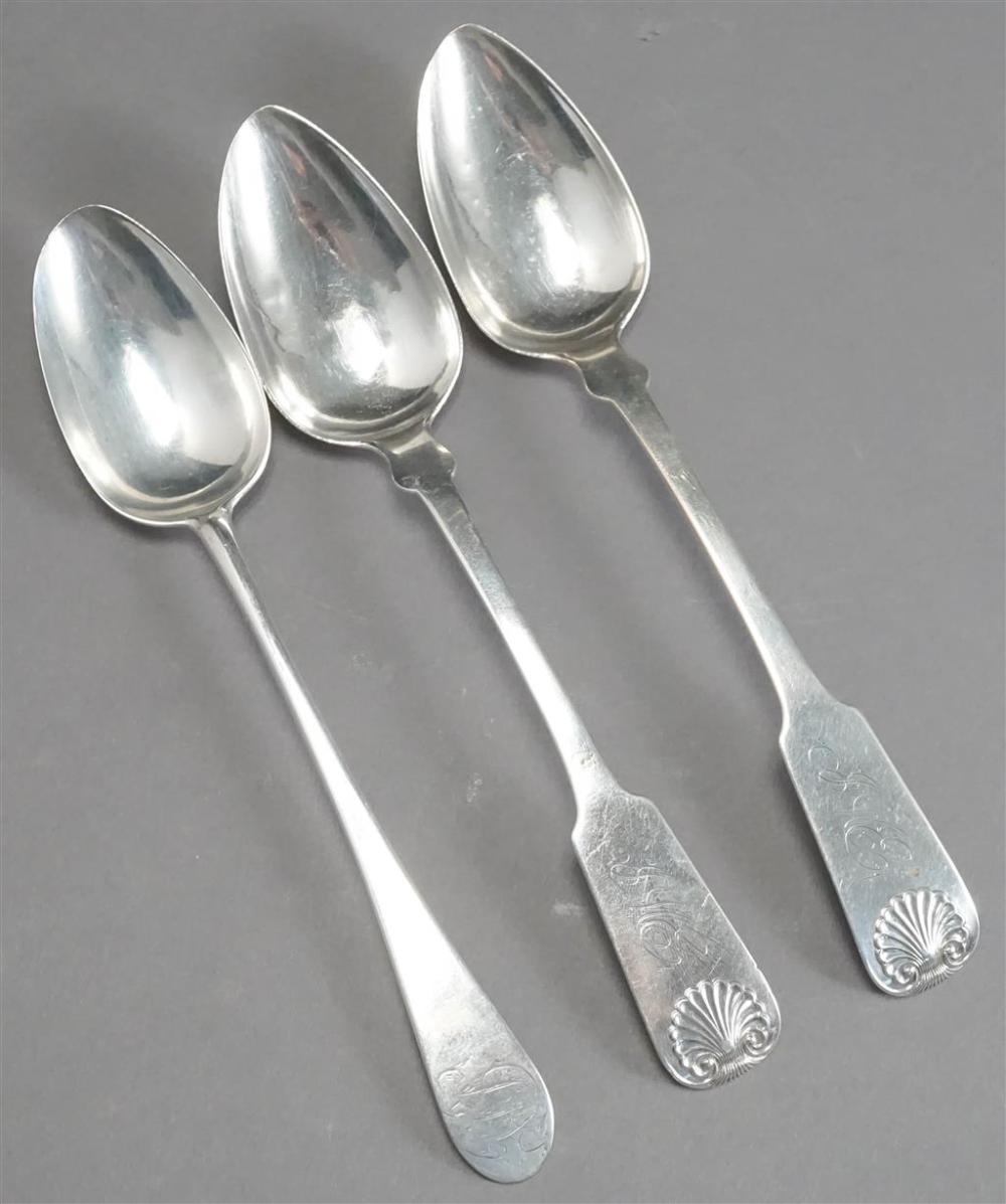 THREE COIN SILVER TABLESPOONS:
