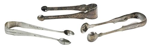THREE COIN SILVER TONGSAmerican,