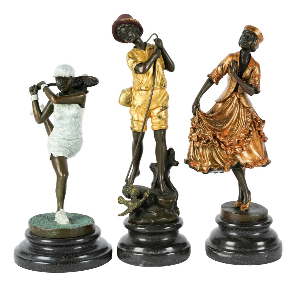THREE COLD-PAINTED BRONZE