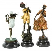 THREE COLD-PAINTED BRONZE FIGU