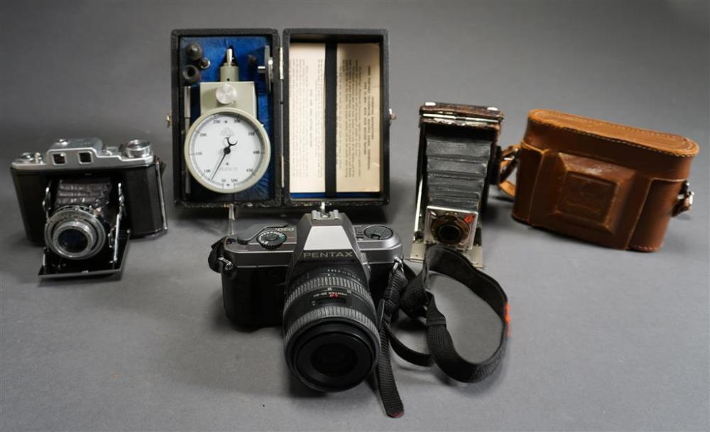 THREE COLLECTIBLE CAMERAS WITH A
