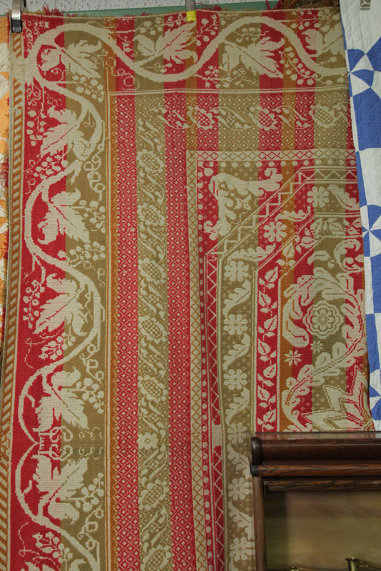 THREE-COLOR COVERLET. Jacquard