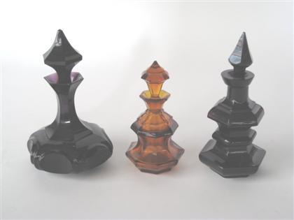 Three colored pressed and blown