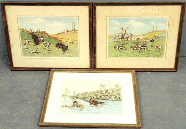Three comical French equine cartoon