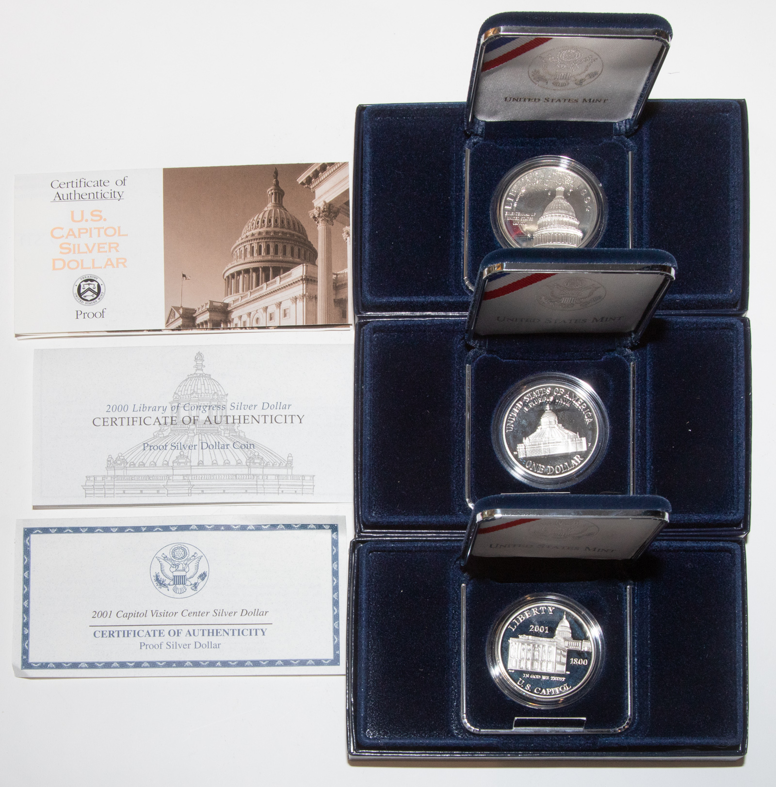 THREE COMMEMORATIVE PROOF SILVER
