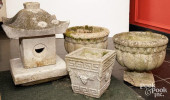 THREE CONCRETE PLANTERS, ETC.<