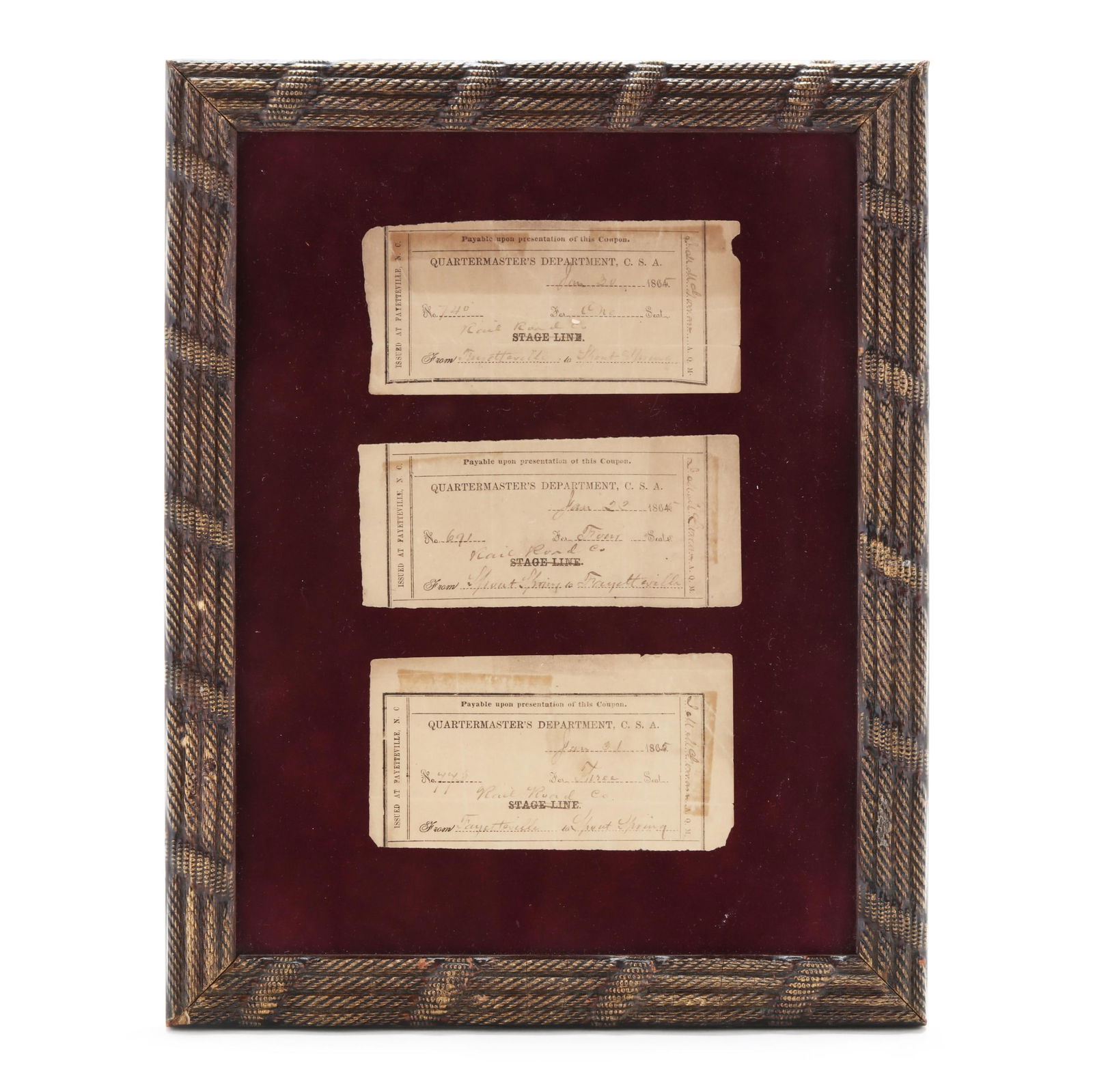 THREE CONFEDERATE QUARTERMASTER'S