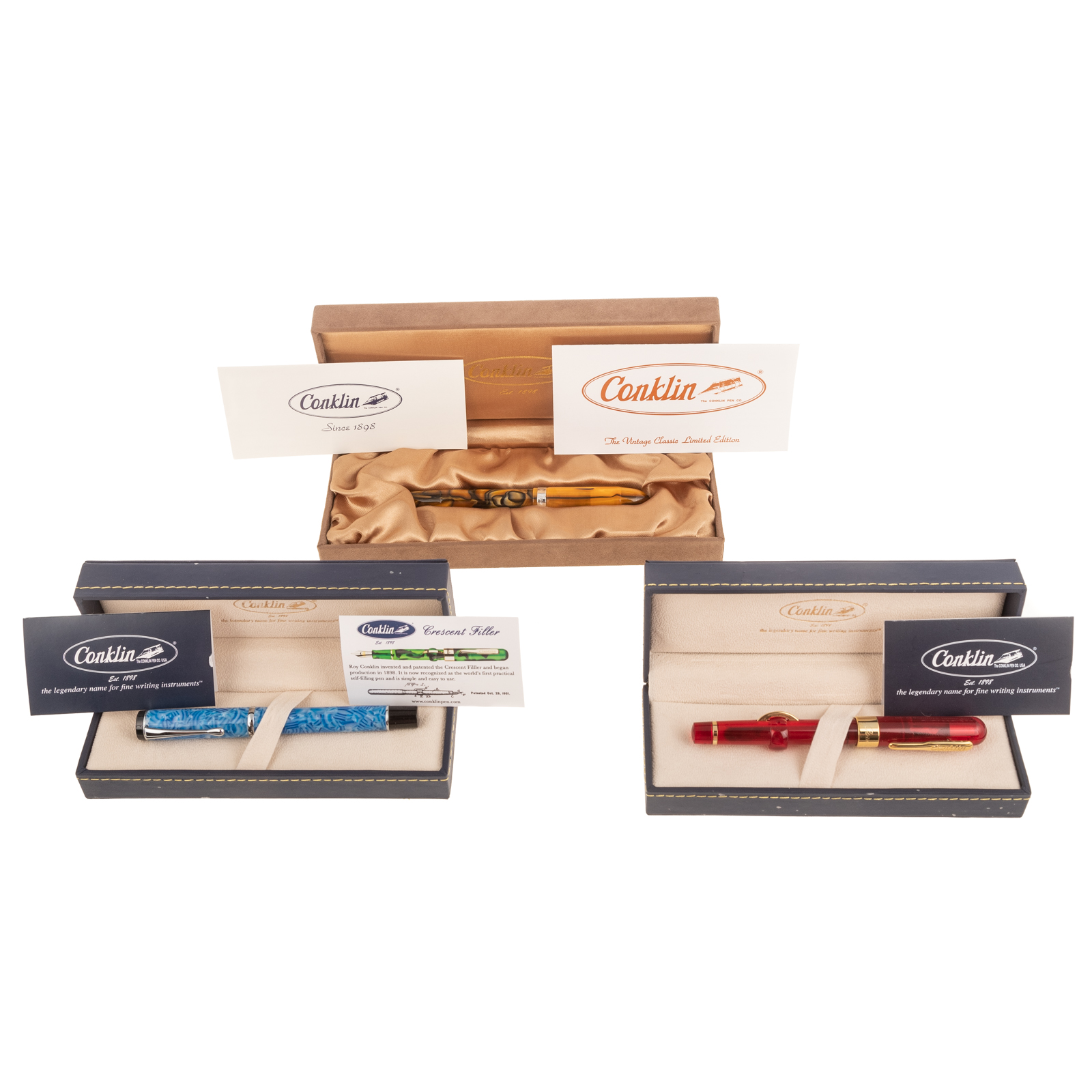 THREE CONKLIN FOUNTAIN PENS