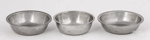THREE CONNECTICUT PEWTER BASINS,