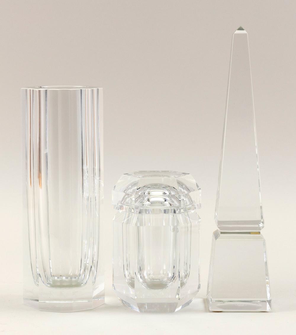 THREE CONTEMPORARY BACCARAT CRYSTAL