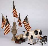 THREE CONTEMPORARY CARVED AND