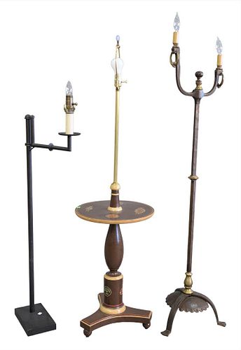 THREE CONTEMPORARY FLOOR LAMPS, TWO