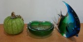 THREE CONTEMPORARY GLASS SCULP