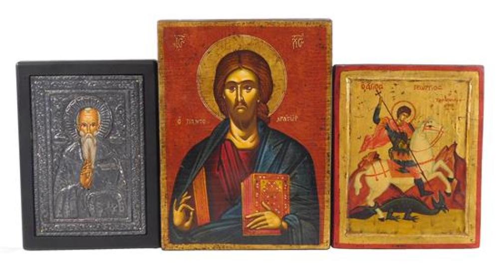 THREE CONTEMPORARY GREEK ICONS ON