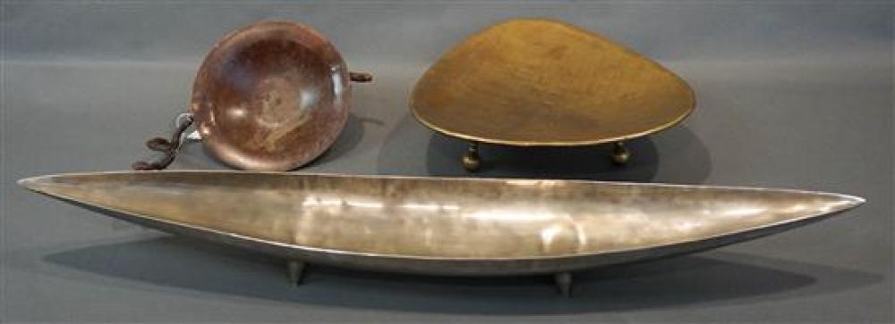 THREE CONTEMPORARY METAL TABLE