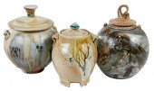 THREE CONTEMPORARY POTTERY JAR