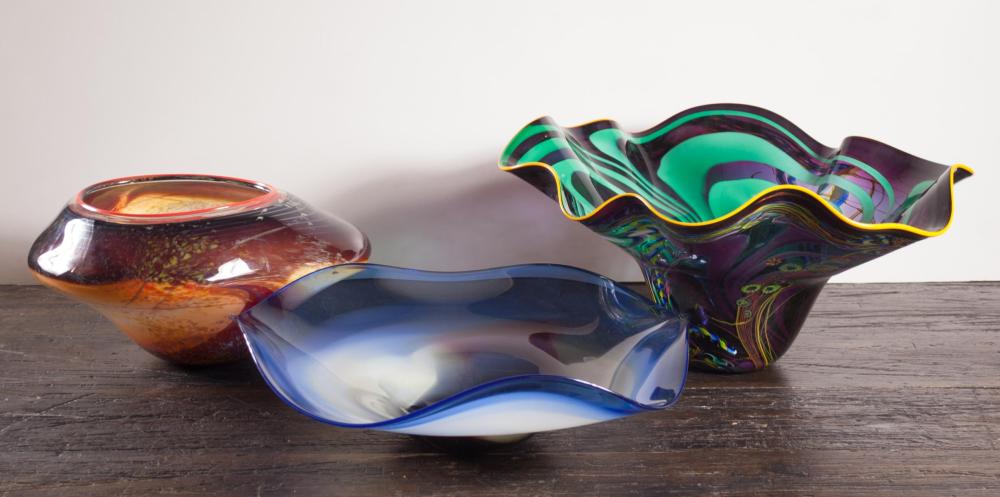 THREE CONTEMPORARY STUDIO ART GLASS