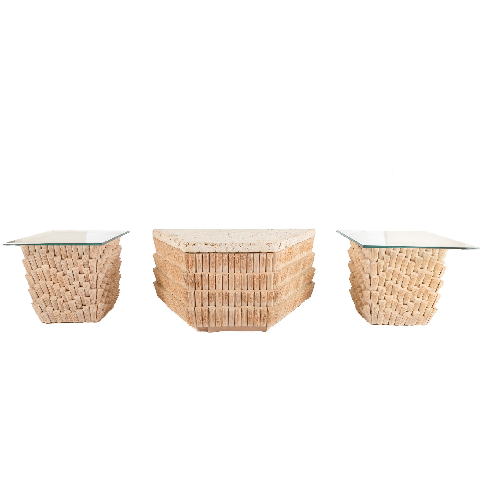 THREE CONTEMPORARY WOOD TABLES 20th