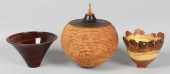 THREE CONTEMPORARY WOOD VESSEL