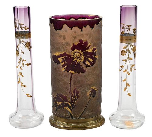 THREE CONTINENTAL AMETHYST AND GILT
