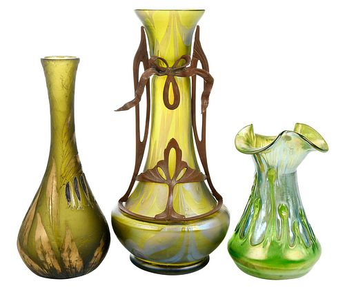 THREE CONTINENTAL ART GLASS