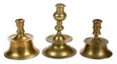 THREE CONTINENTAL BRASS CANDLE