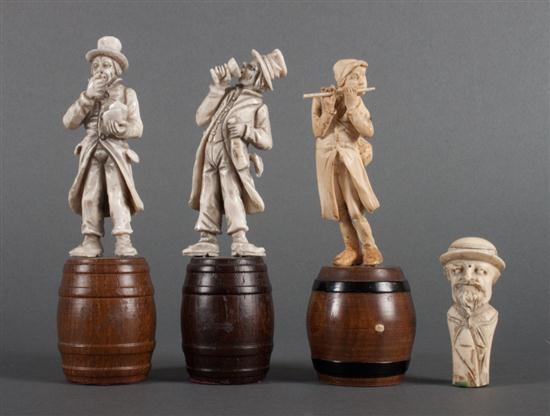 Three Continental carved ivory
