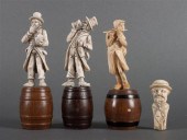 Three Continental carved ivory