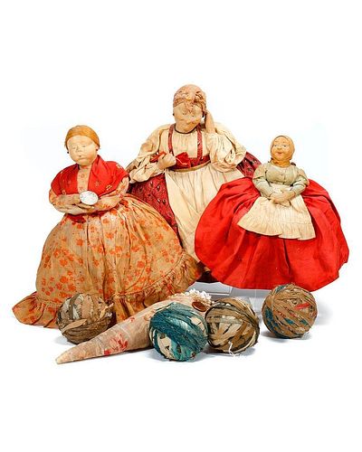 THREE CONTINENTAL CLOTH DOLLS, WITH