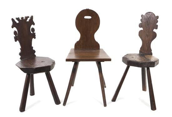 * Three Continental Hall Chairs