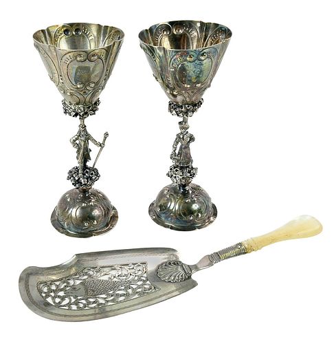 THREE CONTINENTAL SILVER TABLE