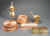 THREE COPPER FOOD MOLDS, BRONZ