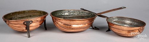 THREE COPPER MELON MOLD COOKWARE,