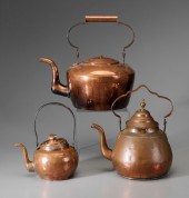 Three Copper Teapots one of he