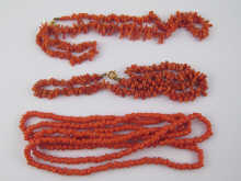 Three coral bead necklaces
