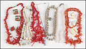 THREE CORAL NECKLACES. Togethe