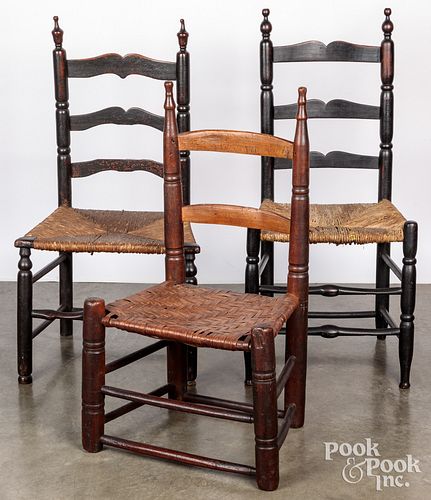 THREE COUNTRY CHAIRS, 19TH