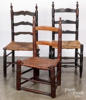 THREE COUNTRY CHAIRS, 19TH C.T