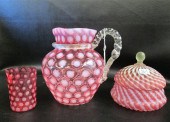 THREE CRANBERRY ART GLASS PIEC